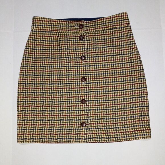 Talbots Plaid Button Front A-Line Skirt-Size 6 Petite-Wool Blend-Lined-Knee - Picture 1 of 9